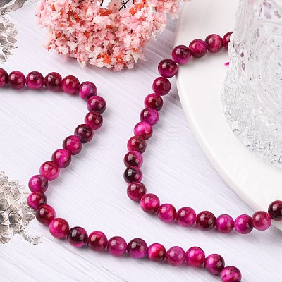 Natural Rose Tiger Eye Beads Strands X-G-G099-6mm-12-1