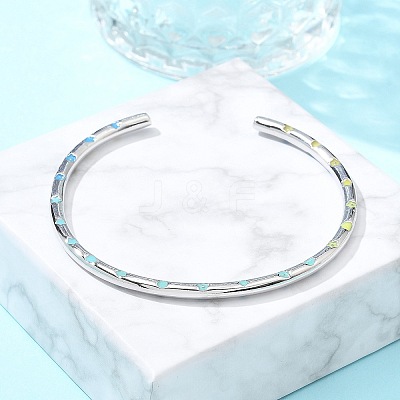 Brass Open Cuff Bangles for Women BJEW-G736-12P-01-1