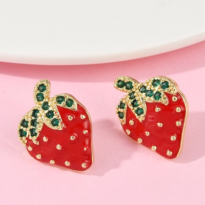 Brass Micro Pave Cubic Zirconia Stud Earrings EJEW-F895-27C-02G-1