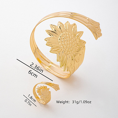 Iron Sunflower Cuff Bangle & Ring Sets for Women WG2469A-01-1