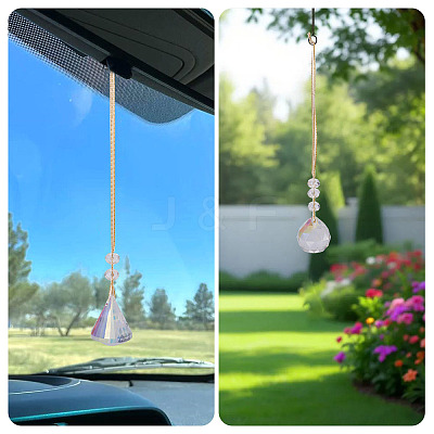 3Pcs 3 Styles Glass Suncatchers for Outdoor Garden Hanging Decoration HJEW-TADJ0001-01-1