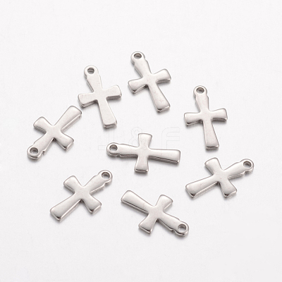 304 Stainless Steel Tiny Cross Charms STAS-YW0001-28P-1