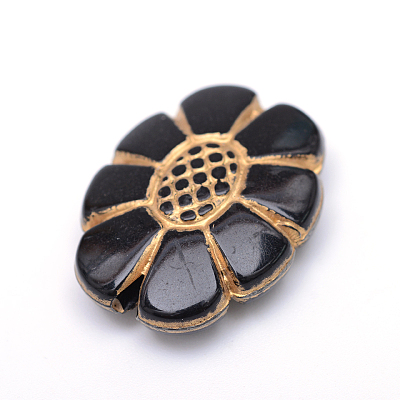 Flower Plating Acrylic Beads PACR-Q102-09B-1