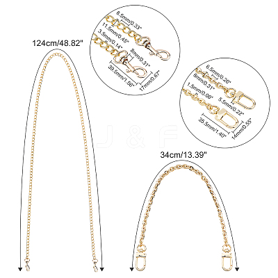 4Pcs 4 Style Iron Cable & Curb Chain Bag Handles FIND-WR0002-08-1
