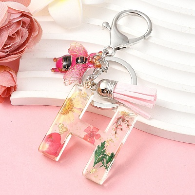Resin & Acrylic & Faux Suede Tassel Keychain KEYC-YW00125-08-1