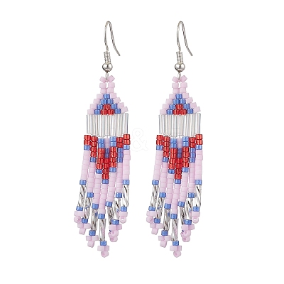 Iron with Glass Dangle Stud Earring EJEW-MZ00184-1