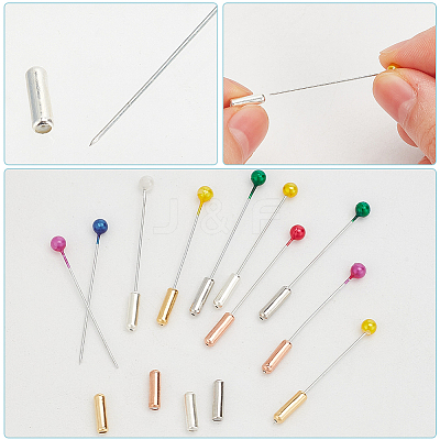200Pcs 4 Colors Brass Stick Pin End Cap FIND-NB0005-39-1