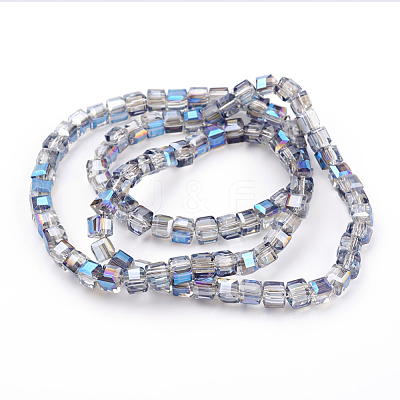 1 Strand Electroplate Glass Beads Strands X-EGLA-D018-4x4mm-16-1