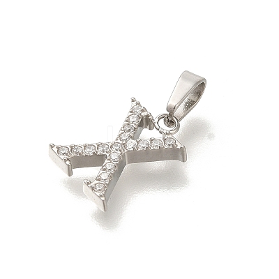 304 Stainless Steel Micro Pave Cubic Zirconia Pendants STAS-H228-02P-09-1