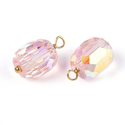 Electroplate Glass Barrel Charms STAS-N110-14G-1
