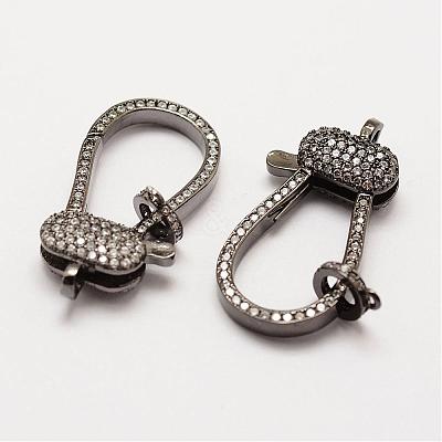 Long-Lasting Plated Brass Micro Pave Grade AAA Cubic Zirconia Lobster Clasps ZIRC-G090-41B-NR-1