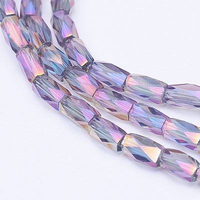 Electroplate Transparent Glass Beads Strands EGLA-E046-D01-1