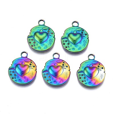 Rack Plating Rainbow Color 304 Stainless Steel Pendant Rhinestone Settings STAS-N098-033-1