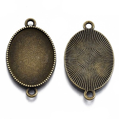 Tibetan Style Oval Alloy Cabochon Connector Settings TIBE-Q038-002B-AB-NR-1