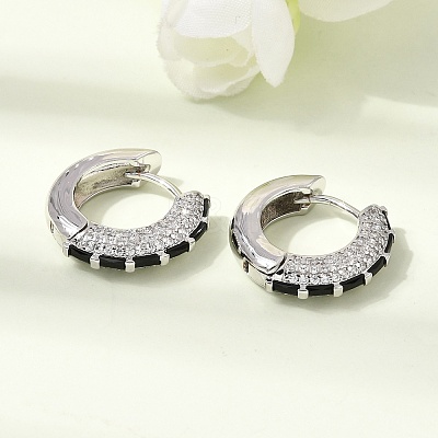 Brass Micro Pave Cubic Zirconia Hoop Earrings KK-CBA8324-22P-1