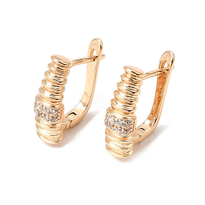 Brass Micro Pave Cubic Zirconia Hoop Earrings KK-CBACA55-08G-1