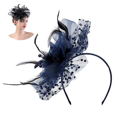 Polyester Mesh Veil Hair Bands OHAR-WH0034-12B-1