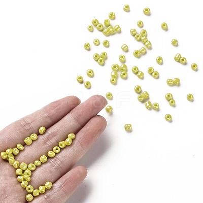 6/0 Opaque Colors Lustered Round Glass Seed Beads X-SEED-A012-4mm-122-1