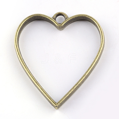 Rack Plating Alloy Heart Open Back Bezel Pendants PALLOY-S047-12F-FF-1