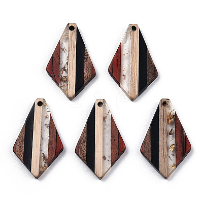 Transparent Resin & Walnut Wood Pendants RESI-TAC0017-06-B01-1