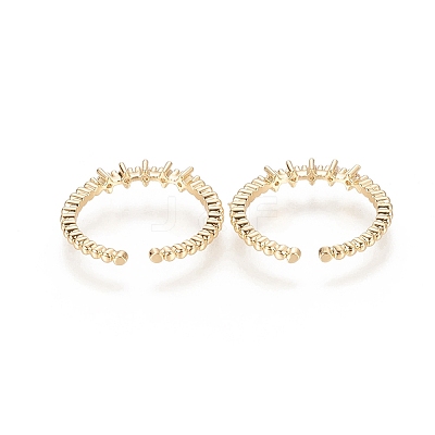 Brass Micro Pave Clear Cubic Zirconia Cuff Rings X-RJEW-F101-03G-1