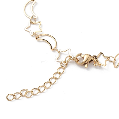 Ion Plating(IP) 304 Stainless Steel Star & Moon Link Chain Anklets for Men Women LS-STAS-B039-15G-1
