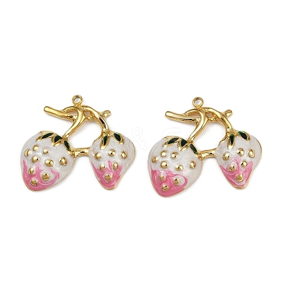 Strawberry 304 Stainless Steel Enamel Pendants STAS-L290-21D-G-1