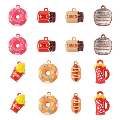 16Pcs 8 Styles Baking Paint Alloy Pendants FIND-TA0009-64-1