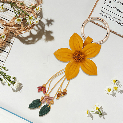 Leather and Alloy Keychain HJEW-WH20022-04A-04-1