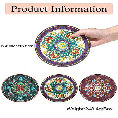 3 Pcs 3 Styles Creative Ethnic Style Silicone Coasters ST-CJ0008-11-1