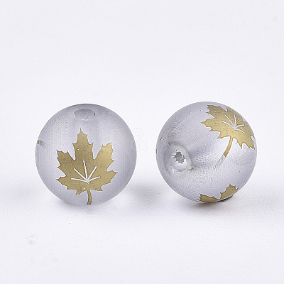 Autumn Theme Electroplate Transparent Glass Beads LS-EGLA-S178-01F-1