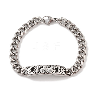 Ion Plating(IP) 304 Stainless Steel Twisted Chain Shaped Link Chain Bracelets for Men BJEW-B096-48C-AS-1
