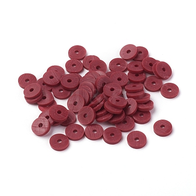 Flat Round Handmade Polymer Clay Beads CLAY-R067-6.0mm-29-1