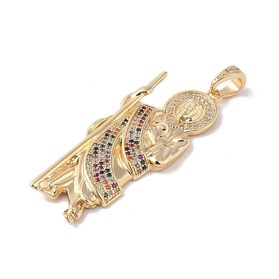 Brass Clear Cubic Zirconia Pendants KK-Z050-03G-05-1