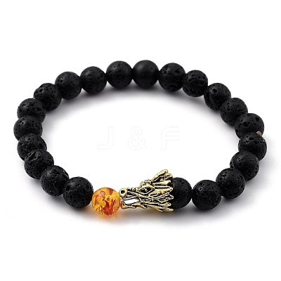 Men's Natural Howlite & Lava Rock Stretch Beaded Bracelets Sets BJEW-JB05429-1
