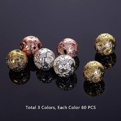 Electroplated Natural Lava Rock Beads G-PH0034-26-1
