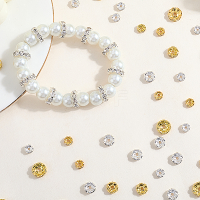 300Pcs 6 Styles Brass Rhinestone Spacer Beads RB-PA0001-02-1