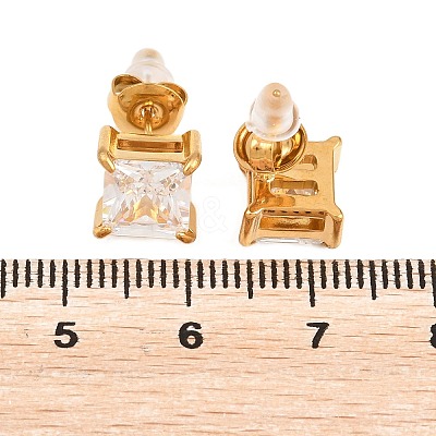 304 Stainless Steel Micro Pave Cubic Zirconia Stud Earrings EJEW-Z165-01G-01-1