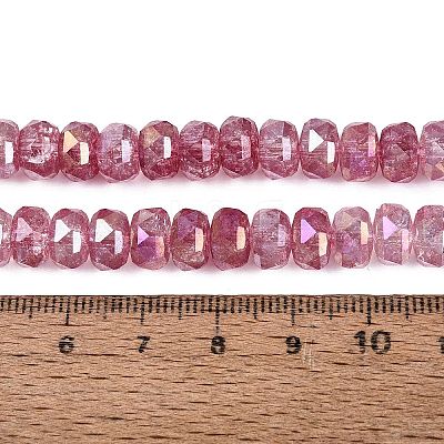 Electroplate Transparent Crackle Glass Beads Strands EGLA-Q135-01A-B09-1
