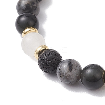 Natural Mixed Gemstone Round Beads Stretch Bracelets for Women BJEW-JB12631-05-1