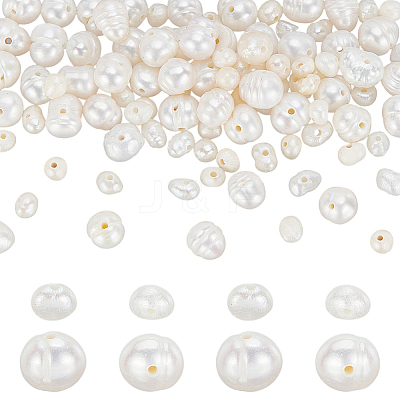 100Pcs 2 Styles Natural Cultured Freshwater Pearl Beads Strands PEAR-GA0001-05-1
