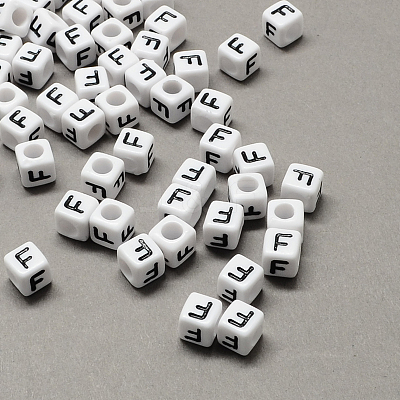 Large Hole Acrylic Letter European Beads SACR-Q103-6mm-01F-1