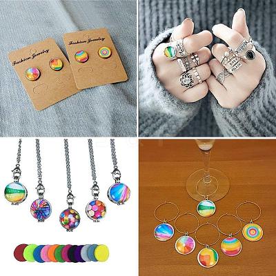 Printed Glass Flat Round Cabochons GGLA-N004-12mm-G-WH-1