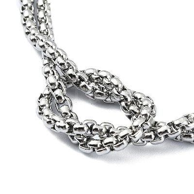 Tarnish Resistant 304 Stainless Steel Hollow Cross Charm Bracelet with Double Layer Box Chains BJEW-A002-01P-1