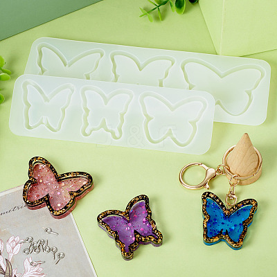 2Pcs 2 Styles DIY Butterfly Quicksand Silicone Molds DIY-TA0009-80-1