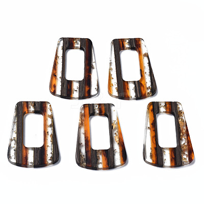 Transparent Resin & Walnut Wood Pendants RESI-N025-013A-A01-1