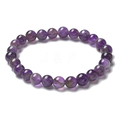 Natural Amethyst Bead Stretch Bracelets X-BJEW-K212-B-034-1