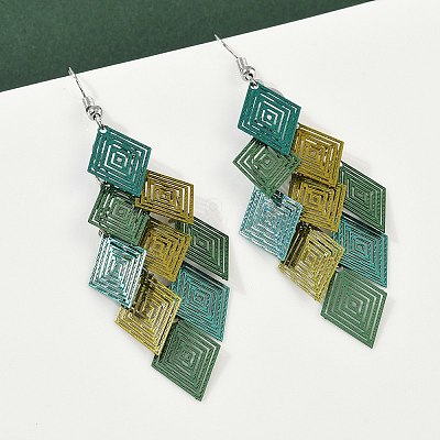 430 Stainless Steel Rhombus Dangle Earrings EJEW-A137-01P-01-1