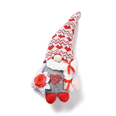 Valentine's Day Cloth Doll Gnome Figurines DJEW-K021-01B-1