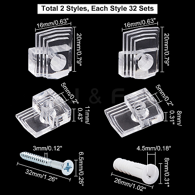64Sets Plastic Mirror Hanging Kit DIY-CA0003-74-1
